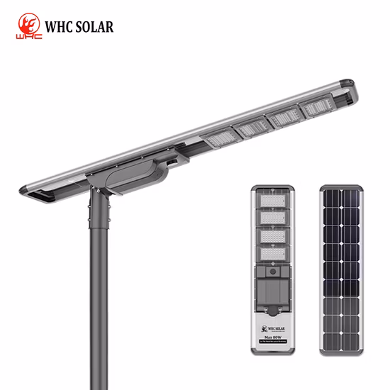 Lampione stradale solare tutto in uno in alluminio OEM 30W 40W 50W 60W 80W 100W Lampione stradale a LED pubblico integrato Lampione da giardino con sensore di movimento Sconto per illuminazione stradale
